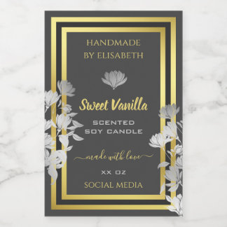 Floral Product Packaging Labels Grey Gold Coloured