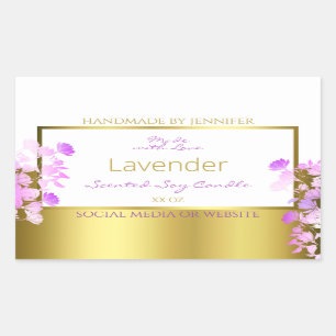 Floral Product Packaging Labels White Gold Purple