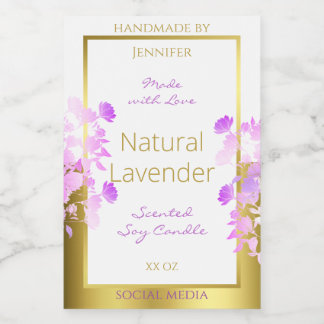 Floral Product Packaging Labels White Gold Purple