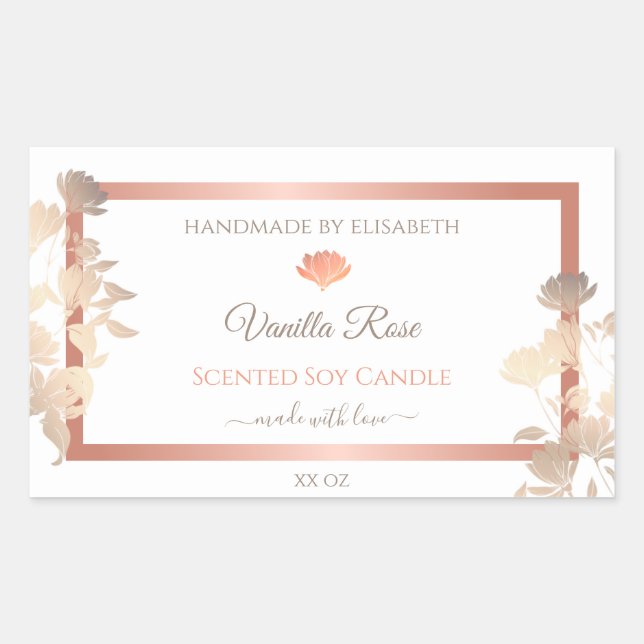 Floral Product Packaging Labels White Rose Gold (Front)