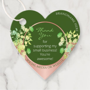 Floral Product Supplies Forest Green and Rose Gold Favour Tags