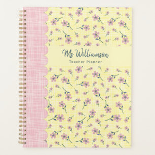 Floral Professeur Planner Jaune rose Vintage Fleur