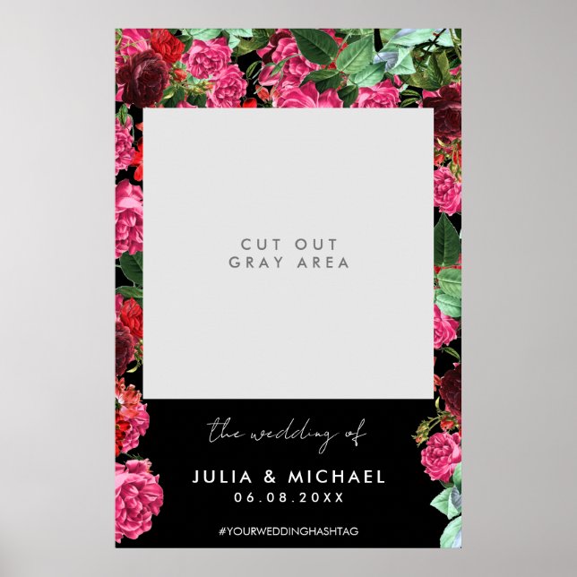 Floral Prop Wedding Selfie Photo Frame Poster (Front)