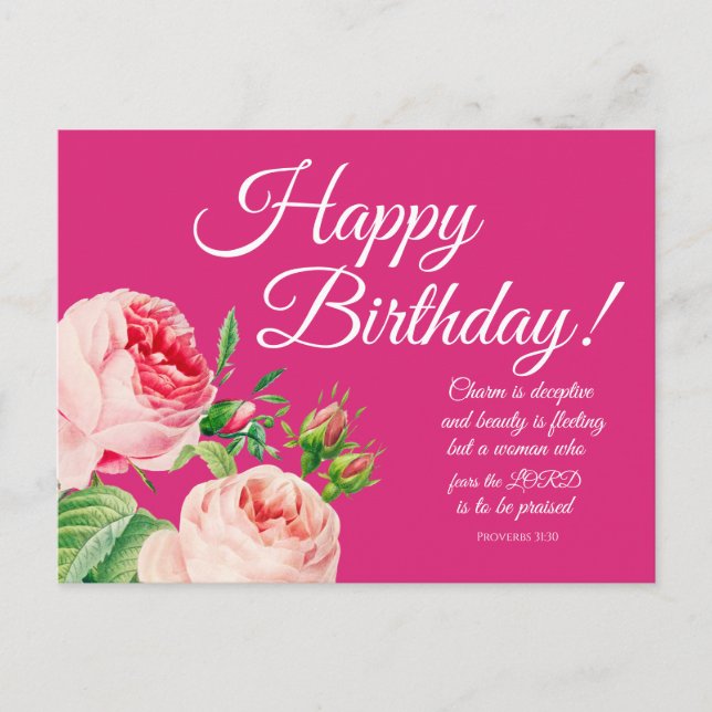 Floral Proverbs 31 Carte postale Anniversaire (Devant)