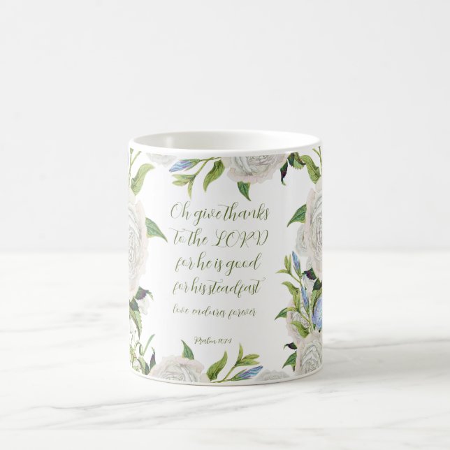 Floral Psalm 107:1  Coffee Mug (Center)