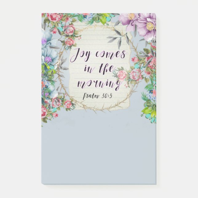 Floral Psalm Spiritual Christian Verse Quote Post-it Notes (Front)
