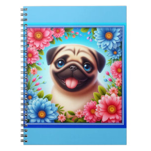 Floral Pug Notebook