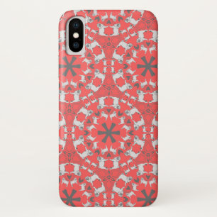 Floral Pug Pattern on coral red background Case-Mate iPhone Case
