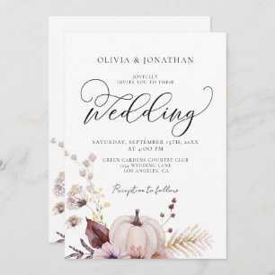 Floral Pumpkin All in 1 Budget QR Code Wedding  Invitation