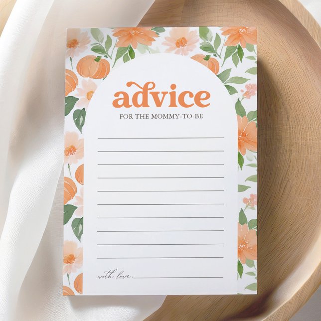Floral Pumpkin Baby Shower Advice Card (Creator Uploaded)