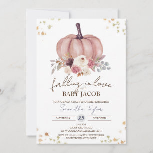 Floral Pumpkin Baby Shower, Autumn Rustic, Fall Invitation