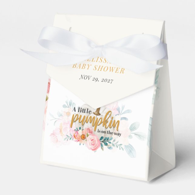 Floral Pumpkin Baby Shower Botanical Favor Box (Front Side)