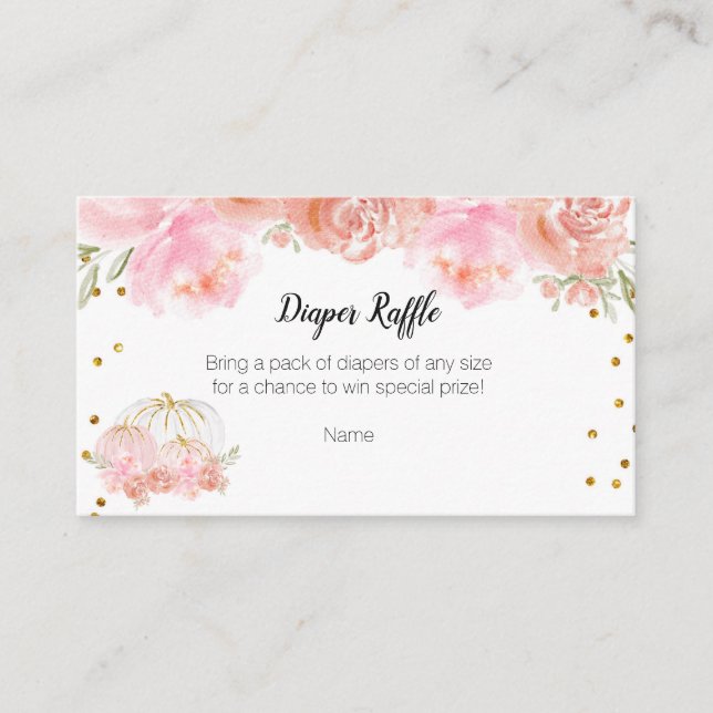 Floral Pumpkin Baby Shower - Diaper Raffle Card (Front)