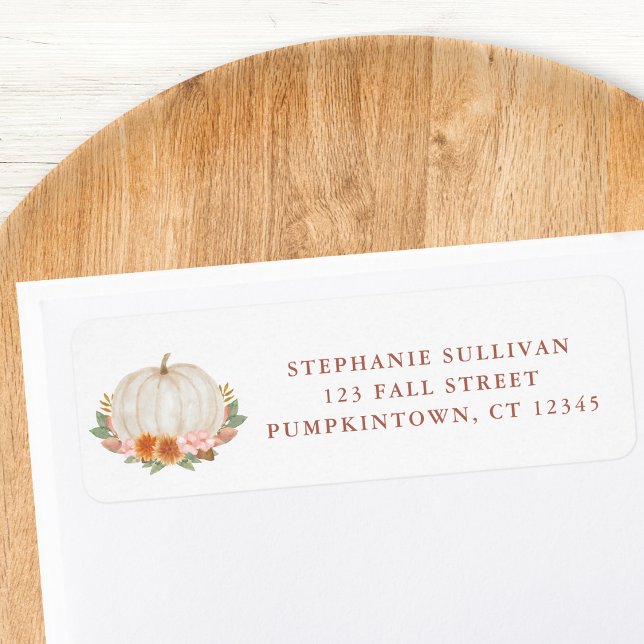 Floral Pumpkin Baby Shower Return Address (Creator Uploaded)