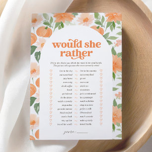 Floral Pumpkin Baby Shower Would She Rather Game Invitation