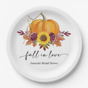 Floral Pumpkin Bridal Shower Paper Plates 