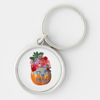 Floral Pumpkin Cutout Design for Autumn Spring Keychain