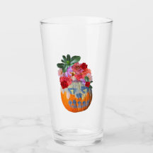 Floral Pumpkin Drinking Glass