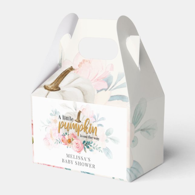 Floral Pumpkin Fall Baby Shower Botanical Favor Box (Front Side)