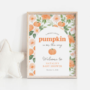 Floral Pumpkin Fall Baby Shower Welcome Sign