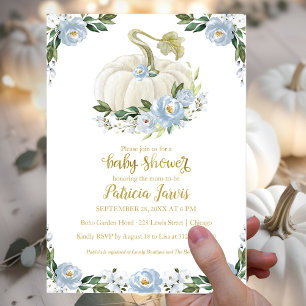 Floral Pumpkin Fall Boy Baby Shower Invitation
