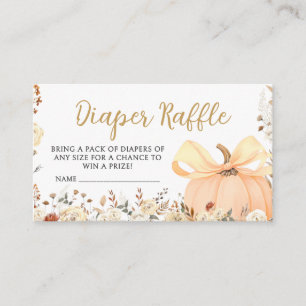 Floral Pumpkin Fall in Love Baby Diaper Raffle Enclosure Card