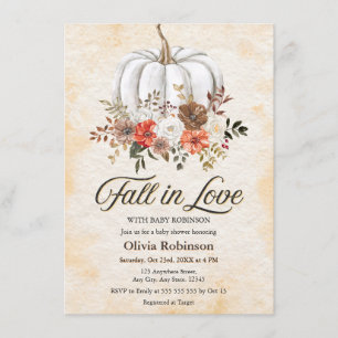 Floral Pumpkin Fall in Love Baby Shower  Invitation