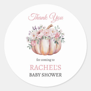 Floral Pumpkin Fall Thank You Classic Round Sticker