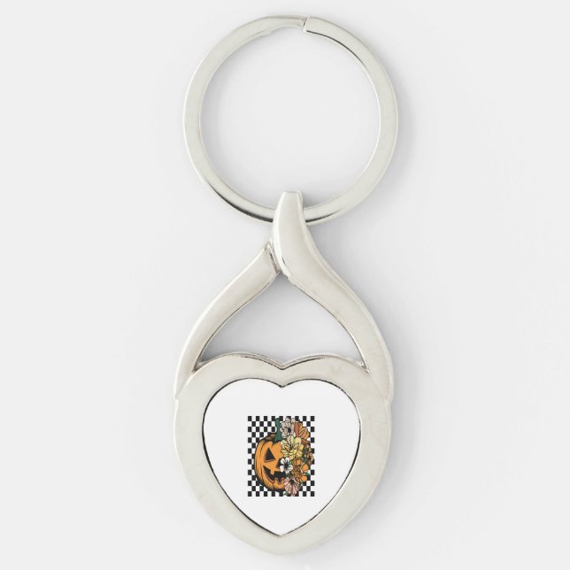 Floral Pumpkin Keychain (Front)