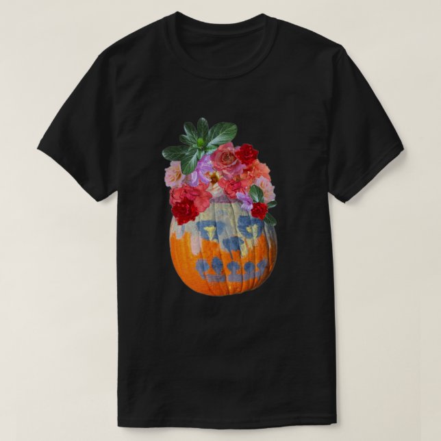 Floral Pumpkin Photo Cutout T-Shirt (Design Front)
