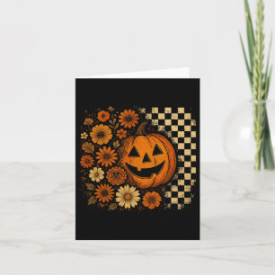 Floral Pumpkin Shirt Retro Halloween Fall Flowers Card