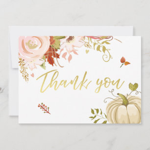 Floral Pumpkin thank you Rustic Fall Autumn Shower Card