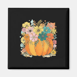 Floral Pumpkin Thanksgiving Cozy Autumn Fall Vibes Magnet