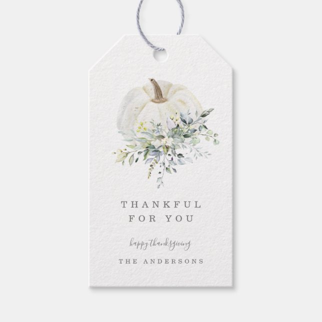 Floral Pumpkin Thanksgiving Thank You Tag (Front)