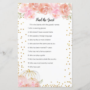 Floral Pumpkin Watercolor Find the Guest game