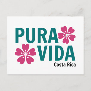 Floral Pura Vida Pink and Green Design Postcard