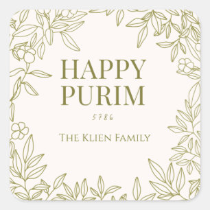 Floral Purim Label