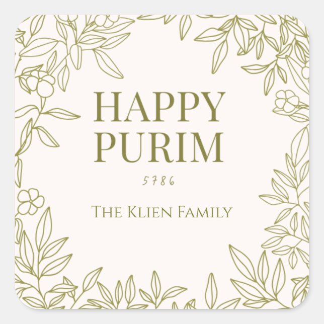 Floral Purim Label (Front)