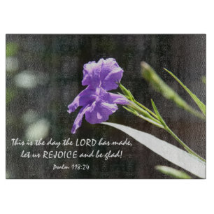 Floral Purple Bloom with Scripture Verse, Psalm Cutting Board