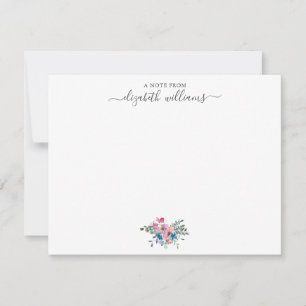 Floral Purple Blush Pink Blue Botanical Script Card