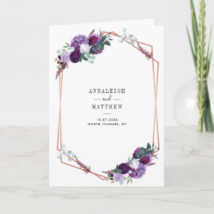 Floral Purple Botanical All-in-One Folded Wedding Invitation