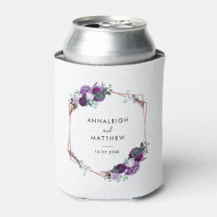 Floral Purple Botanical Wedding Favour Can Cooler