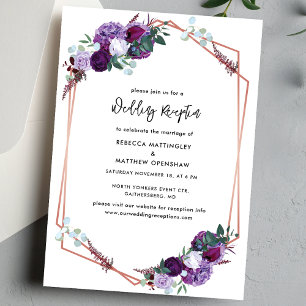 Floral Purple Botanical Wedding Reception Invitation