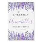Floral Purple Bridal Shower Welcome Sign