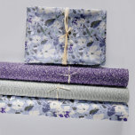 Floral Purple Clematis Patterns Decoupage Gift Wrapping Paper Sheet<br><div class="desc">A set of pretty purple floral patterns. Includes one floral and two accent patterns. Designs by Jenn Steffen for Studio Posies.</div>