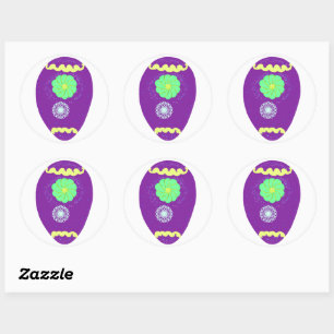 Floral Purple Egg Easter Classic Round Sticker