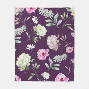 Floral Purple Fleece Blanket