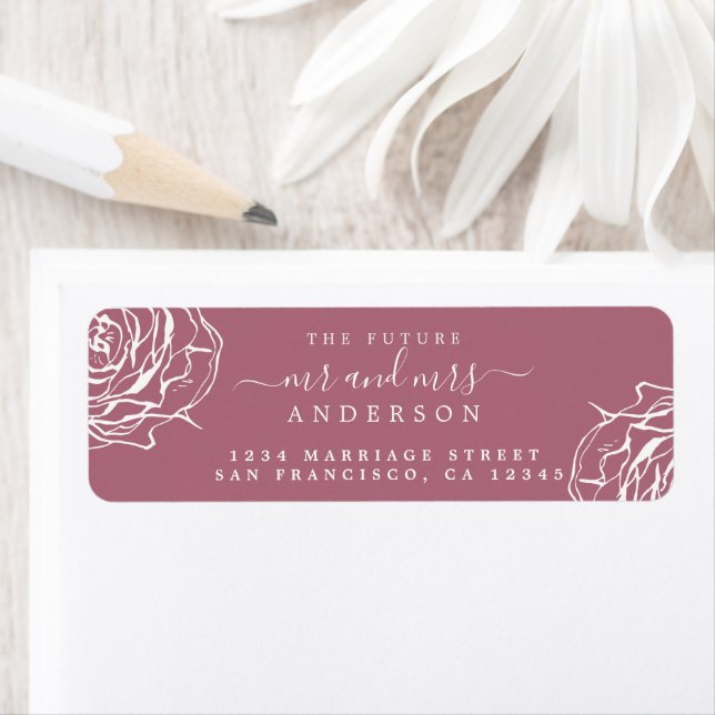 Floral Purple Future Mr Mrs Wedding Return Address (Insitu)