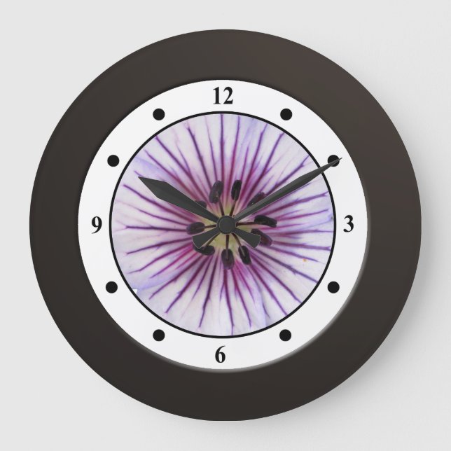 Floral Purple Garden Flower Modern Digits Large Clock (Front)