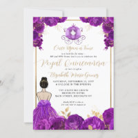 Floral Purple Gold Cinderella Royal Quinceanera